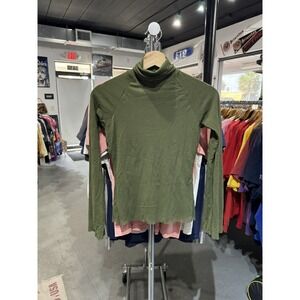 VTG 90s Weston Wear Green Mesh Lined Turtleneck Bell Sleeve Shirt S
